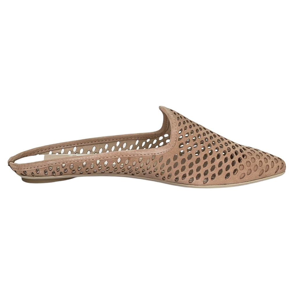 Dolce Vita Grant Tan Perforated Nubuck Leather Womens Flat Mules Size 6M - Picture 3 of 15